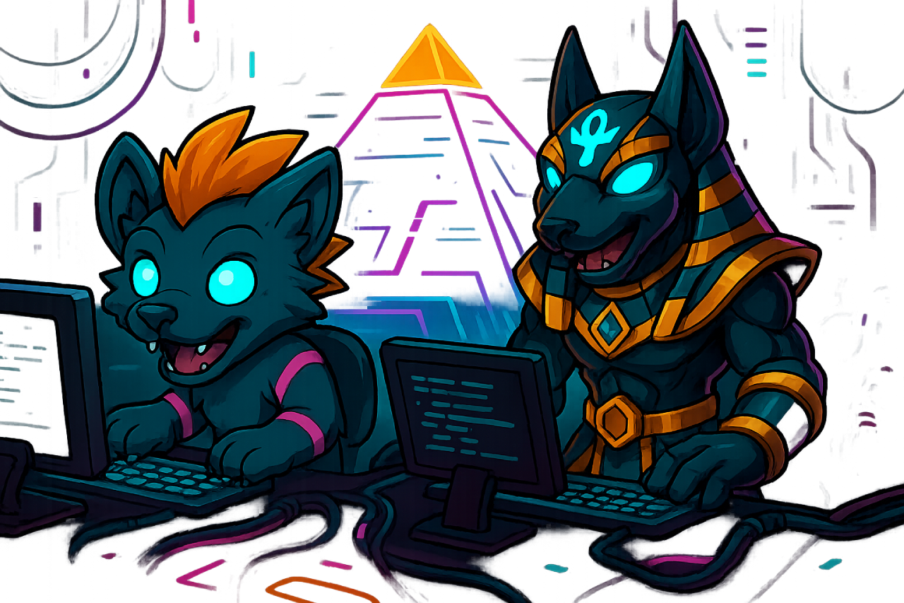 cyberpunk characters sitting down at desktop computers
